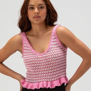 FULL TILT Pink and White Stripe Peplum Womens Cami Size Small